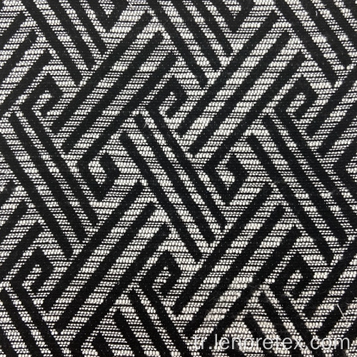Viskon/Polyester Örme Siyah Beyaz Geometrik Jakarlı Kumaş